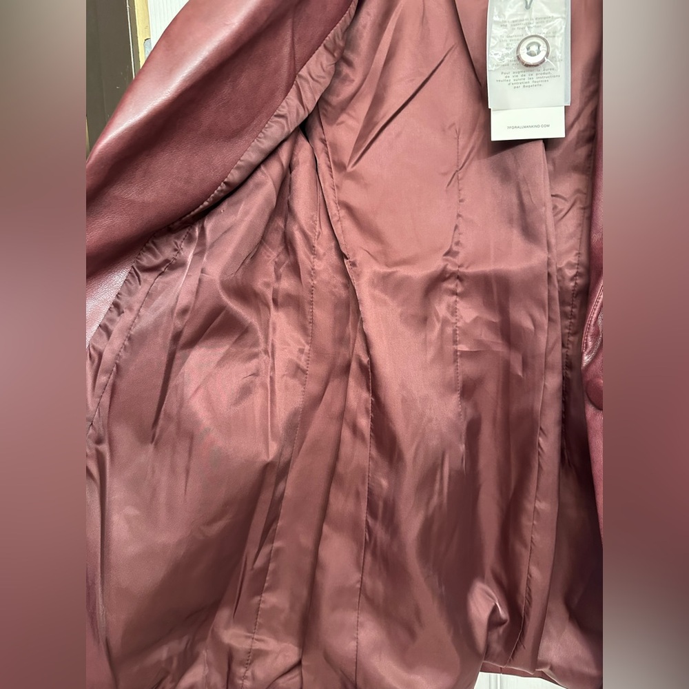 7 For All Mankind Maroon Vegan Leather Blazer - Picture 7 of 8
